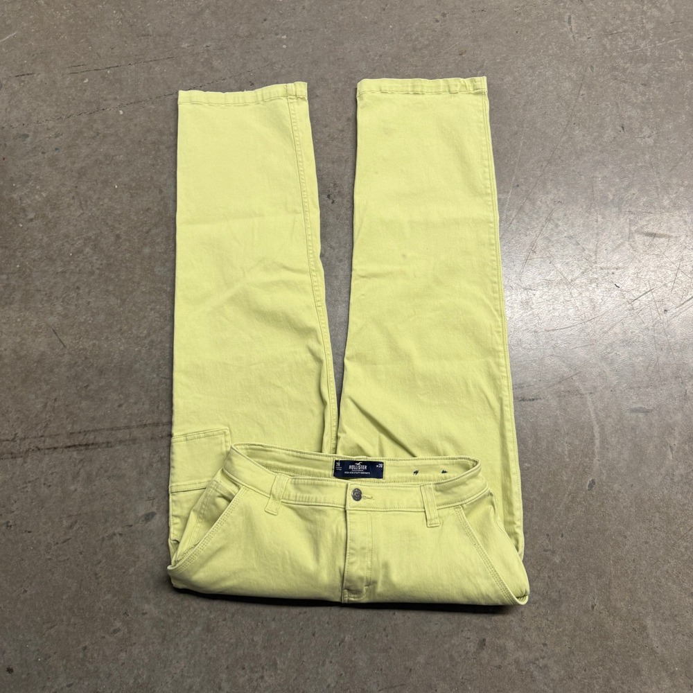 Hollister High Rise Utility Dad Pants Lime Green W28 7R Straight Leg Carpenter